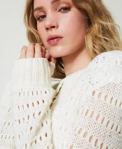 Cardigan Traforato Con Paillettes