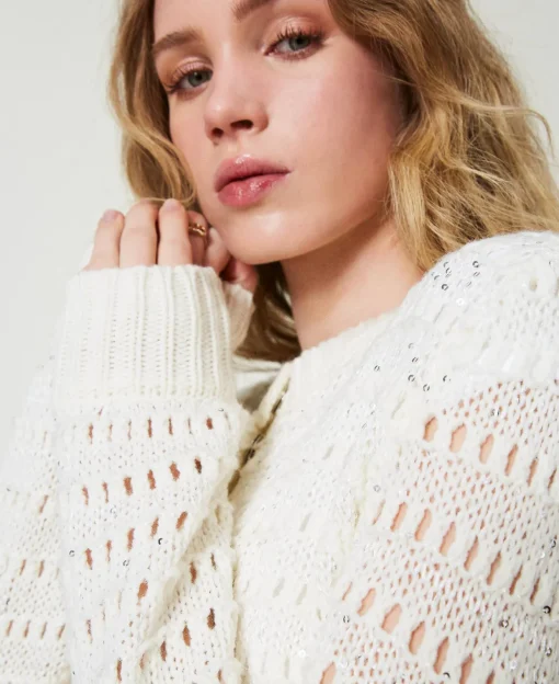Cardigan Traforato Con Paillettes