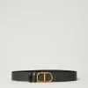 Cintura Reversibile In Pelle Con Oval T