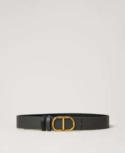 Cintura Reversibile In Pelle Con Oval T