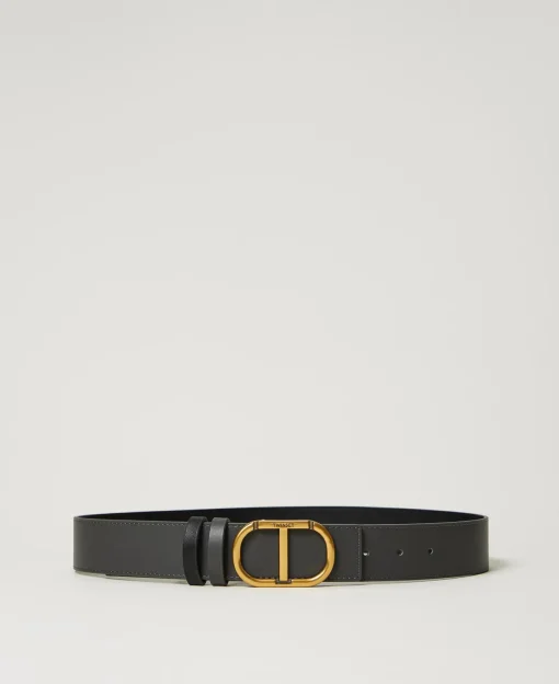 Cintura Reversibile In Pelle Con Oval T