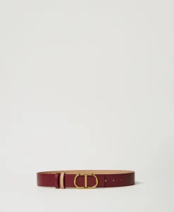Cintura Reversibile In Pelle Con Oval T