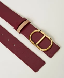 Cintura Reversibile In Pelle Con Oval T