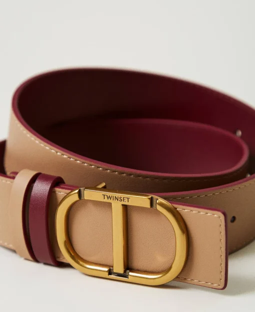 Cintura Reversibile In Pelle Con Oval T