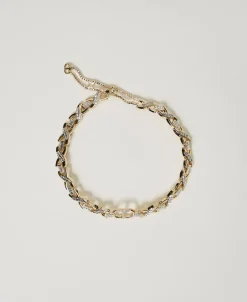Collana Girocollo Con Strass E Oval T