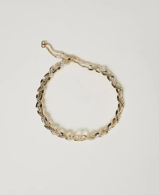 Collana Girocollo Con Strass E Oval T