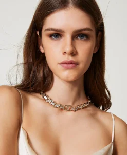 Collana Girocollo Con Strass E Oval T