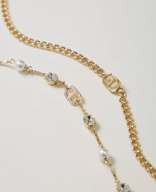 Collana Multifilo Con Strass E Oval T