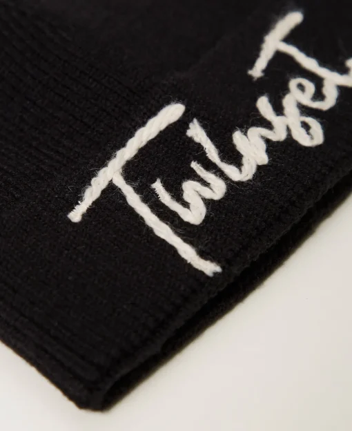 Cuffia In Maglia Con Ricamo Logo