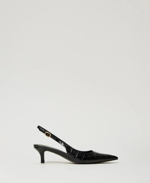 Décolleté Sling Back A Stampa Cocco
