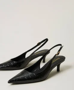 Décolleté Sling Back A Stampa Cocco