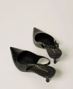 Décolleté Sling Back A Stampa Cocco