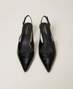 Décolleté Sling Back A Stampa Cocco