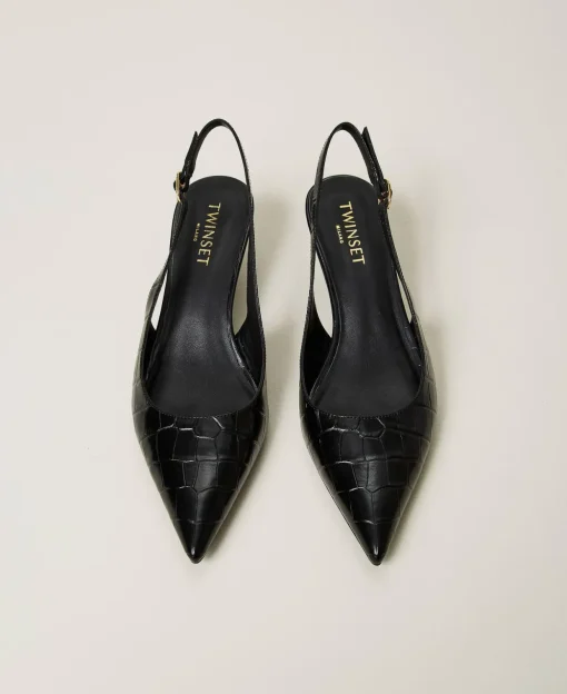 Décolleté Sling Back A Stampa Cocco