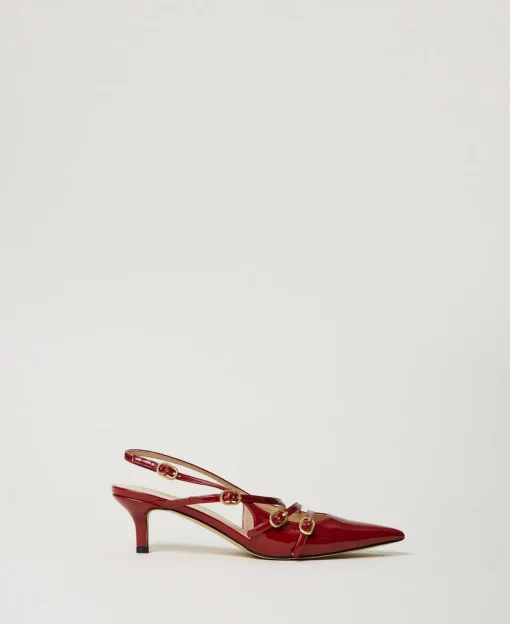 Décolleté Sling Back In Vernice Con Cinturini