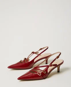 Décolleté Sling Back In Vernice Con Cinturini
