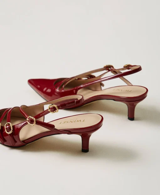 Décolleté Sling Back In Vernice Con Cinturini
