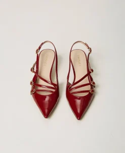 Décolleté Sling Back In Vernice Con Cinturini