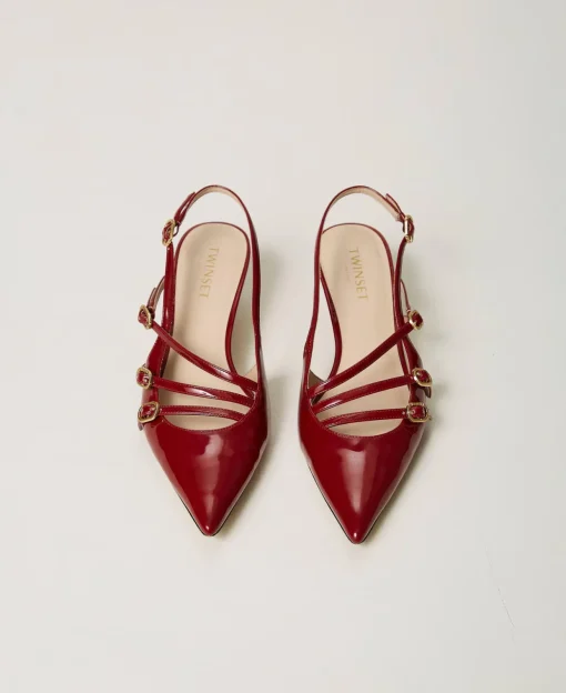 Décolleté Sling Back In Vernice Con Cinturini