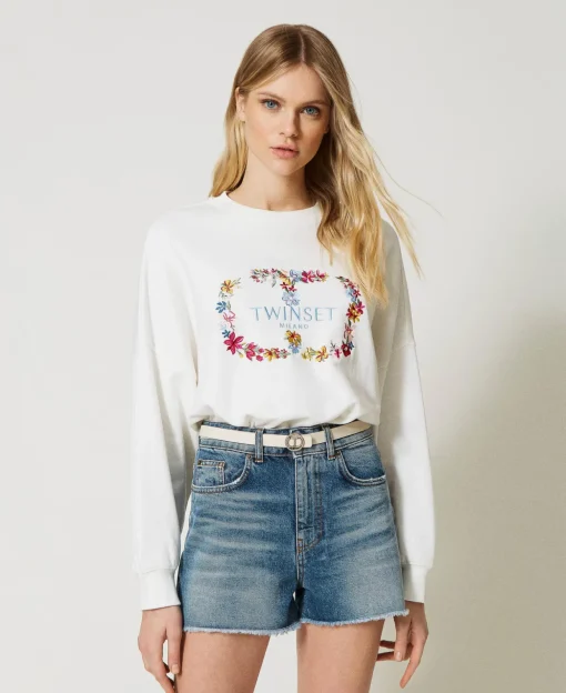 Felpa Con Logo Oval T A Fiori