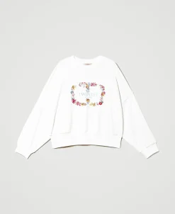 Felpa Con Logo Oval T A Fiori