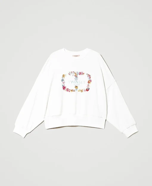 Felpa Con Logo Oval T A Fiori
