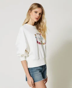 Felpa Con Logo Oval T A Fiori