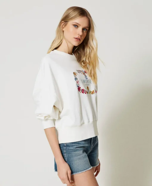Felpa Con Logo Oval T A Fiori