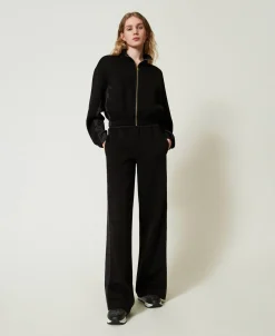 Felpa Con Zip E Pantaloni A Palazzo