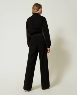 Felpa Con Zip E Pantaloni A Palazzo