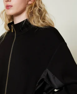 Felpa Con Zip E Pantaloni A Palazzo