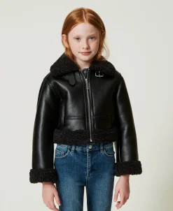 Giacca Aviatore Con Faux Fur