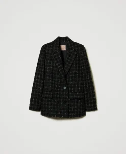 Giacca Blazer Bouclé A Disegno Check