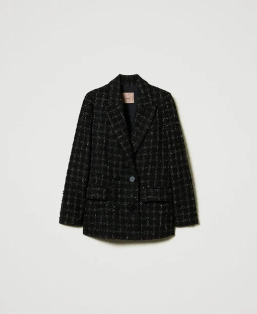 Giacca Blazer Bouclé A Disegno Check