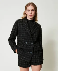 Giacca Blazer Bouclé A Disegno Check