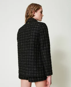 Giacca Blazer Bouclé A Disegno Check
