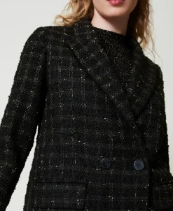 Giacca Blazer Bouclé A Disegno Check