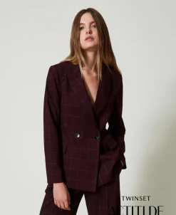 Giacca Blazer Check Con Lurex