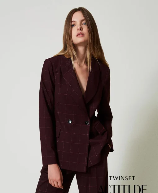 Giacca Blazer Check Con Lurex