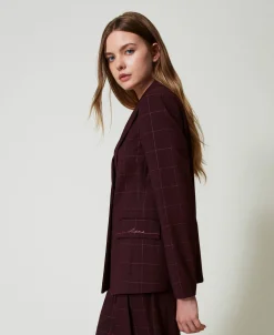 Giacca Blazer Check Con Lurex