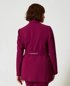 Giacca Blazer Con Cintura E Catena Oval T