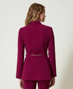 Giacca Blazer Con Cintura E Catena Oval T