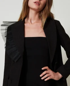 Giacca Blazer Con Volant In Tulle