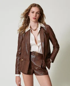 Giacca Blazer Effetto Pelle Lizard