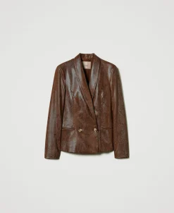 Giacca Blazer Effetto Pelle Lizard