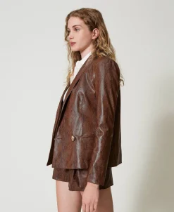 Giacca Blazer Effetto Pelle Lizard