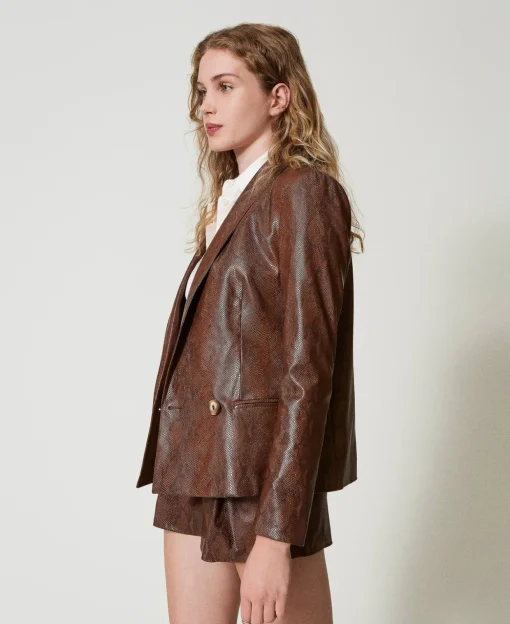 Giacca Blazer Effetto Pelle Lizard