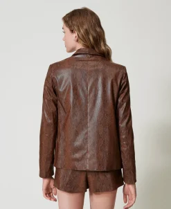 Giacca Blazer Effetto Pelle Lizard