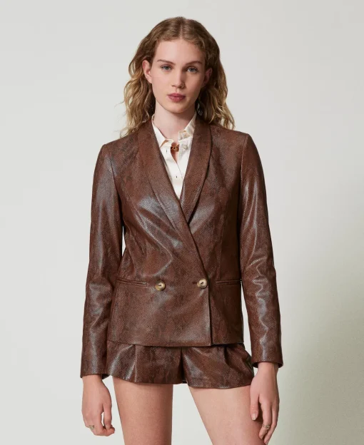 Giacca Blazer Effetto Pelle Lizard