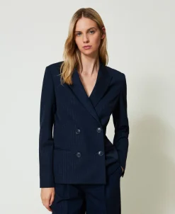 Giacca Blazer Gessata Lurex